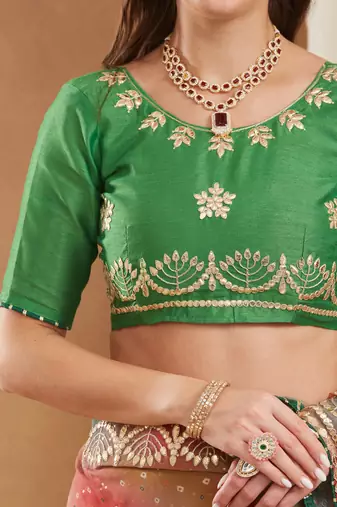 exclusive bandhej georgette saree with sequins & gotapati work blouse