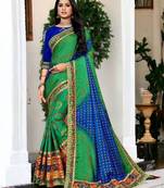 premium bandhani dola art silk saree with embroidered banglori art silk blouse