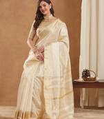 assam art silk saree with zari temple border & unstitched blouse