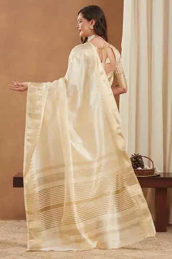 assam art silk saree with zari temple border & unstitched blouse