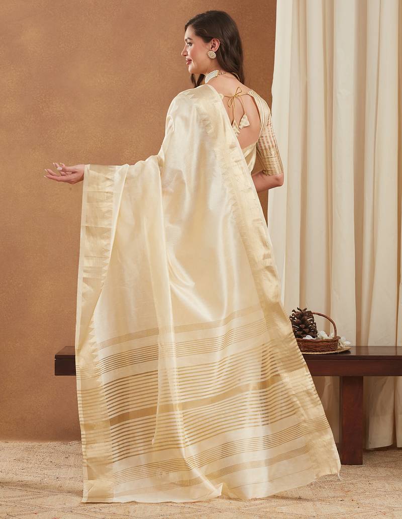 assam art silk saree with zari temple border & unstitched blouse