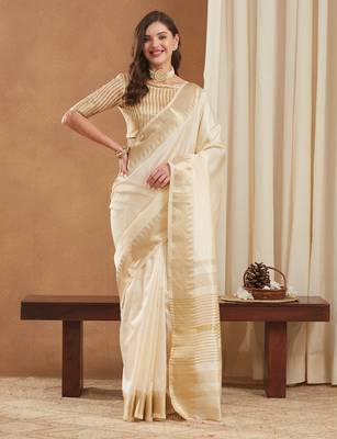 assam art silk saree with zari temple border & unstitched blouse 4