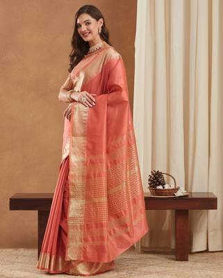 assam art silk saree with zari temple border & unstitched blouse 4
