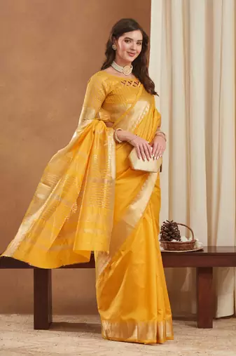 assam art silk saree with zari temple border & unstitched blouse