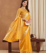 assam art silk saree with zari temple border & unstitched blouse