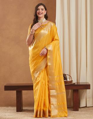 assam art silk saree with zari temple border & unstitched blouse 2