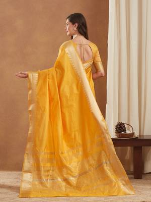 assam art silk saree with zari temple border & unstitched blouse 3