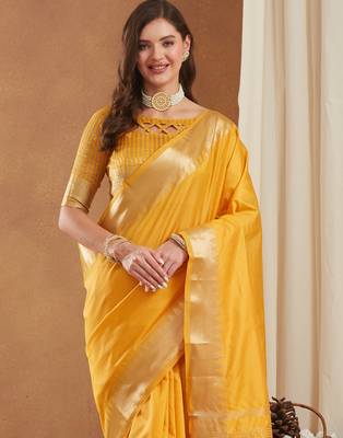 assam art silk saree with zari temple border & unstitched blouse 4