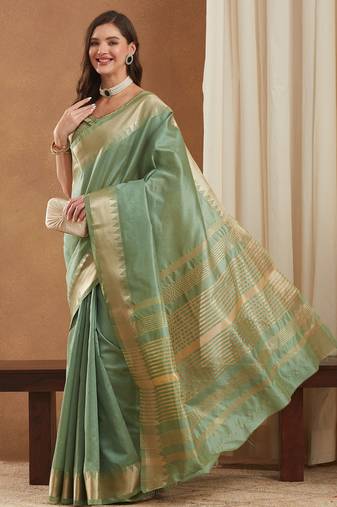assam art silk saree with zari temple border & unstitched blouse