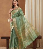 assam art silk saree with zari temple border & unstitched blouse