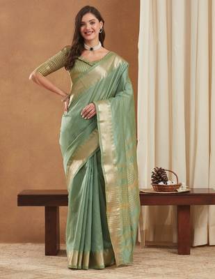 assam art silk saree with zari temple border & unstitched blouse 2