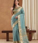 assam art silk saree with zari temple border & unstitched blouse