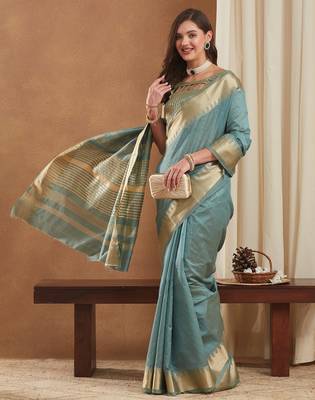 assam art silk saree with zari temple border & unstitched blouse 3