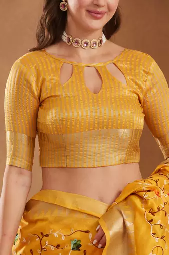 assam cotton art silk embroidered zari temple border saree with blouse.