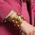 pink crystal cz  ad stone gold-plated fancy adjustable cuff bangle bracelet