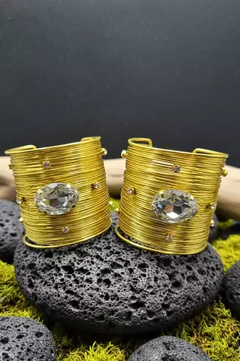 combo of  american diamond ad crystal stone gold-plated  adjustable cuff bangle bracelet