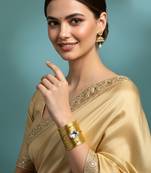 american diamond ad crystal stone gold-plated daily wear adjustable cuff bangle bracelet