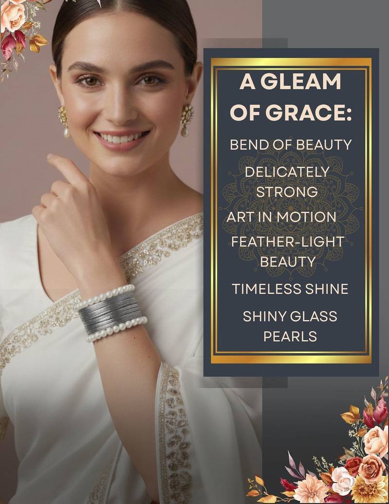 Mess wire pearl stone silver-plated daily wear adjustable cuff bangle bracelet