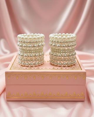 Layered adjustable aaa pearl bracelet with rhodium-plated wire 1
