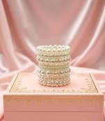 combo of two multi-layered adjustable aaa pearl bracelet with rhodium-plated wire