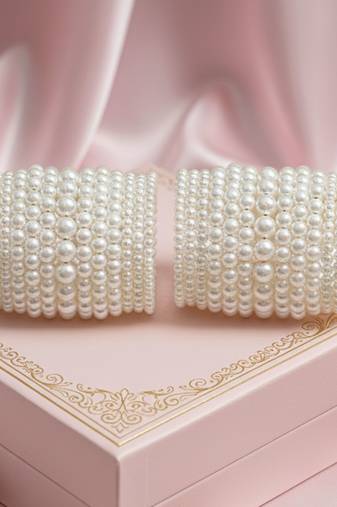 multi-layered adjustable aaa pearl bracelet with rhodium-plated wire
