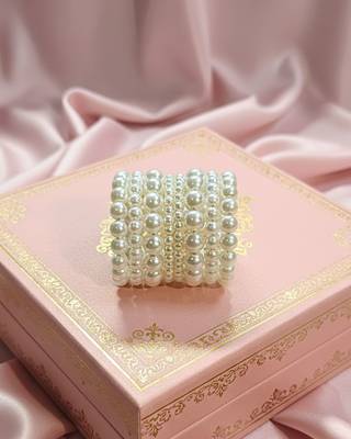 Layered adjustable aaa pearl bracelet with rhodium-plated wire 2