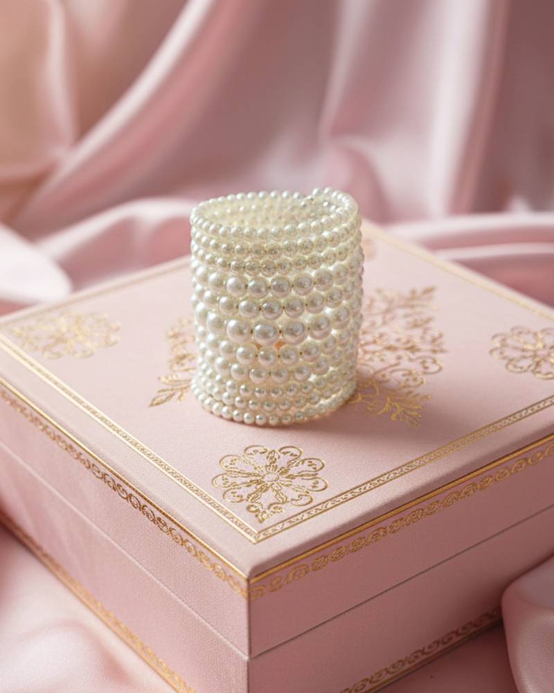 multi-layered adjustable aaa pearl bracelet with rhodium-plated wire