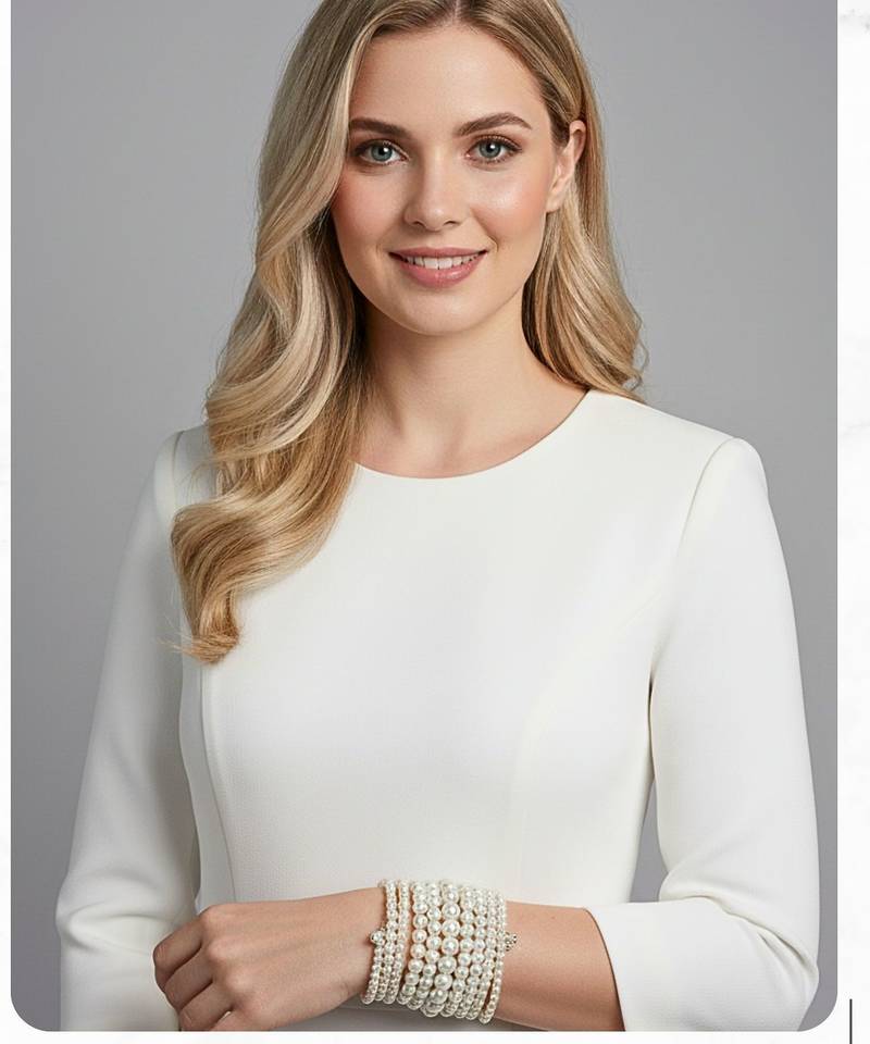 multi-layered adjustable aaa pearl bracelet with rhodium-plated wire