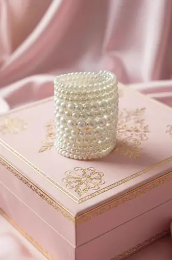 combo of two multi-layered adjustable aaa pearl bracelet with rhodium-plated wire