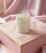 combo of two multi-layered adjustable aaa pearl bracelet with rhodium-plated wire