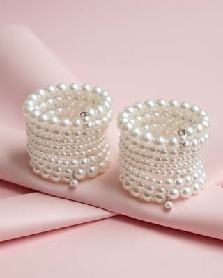 multi-layered adjustable aaa pearl bracelet with rhodium-plated wire 1