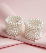multi-layered adjustable aaa pearl bracelet with rhodium-plated wire