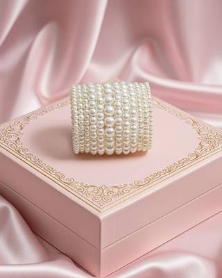 combo of two multi-layered adjustable aaa pearl bracelet with rhodium-plated wire 3