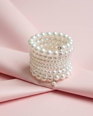 combo of two multi-layered adjustable aaa pearl bracelet with rhodium-plated wire 1