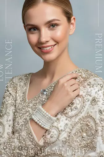 multi-layered adjustable aaa pearl bracelet with rhodium-plated wire