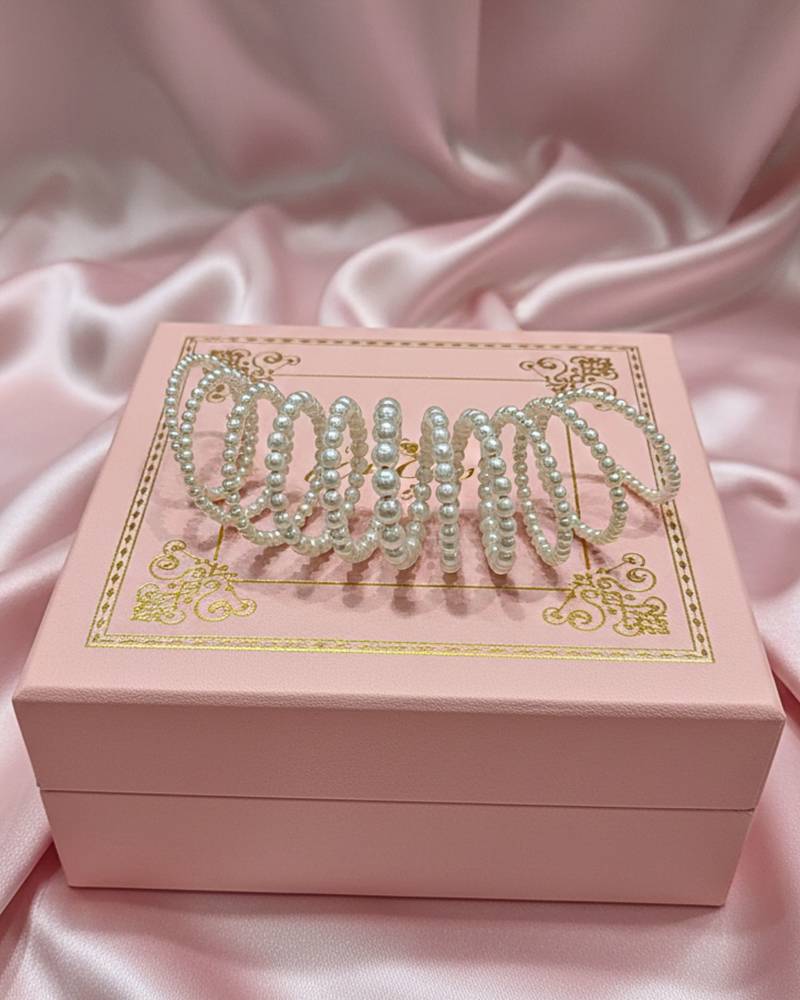 combo of two multi-layered adjustable aaa pearl bracelet with rhodium-plated wire