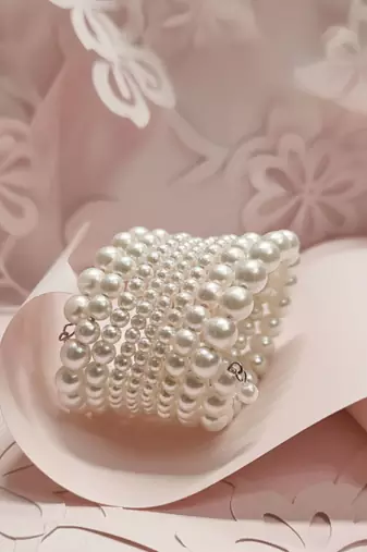 multi-layered adjustable aaa pearl bracelet with rhodium-plated wire