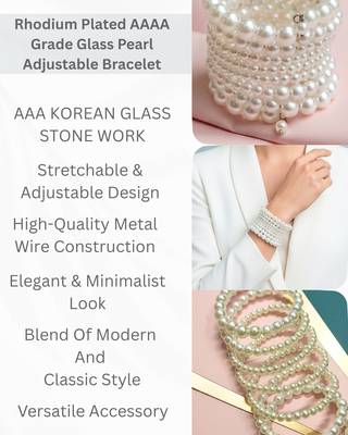 combo of two multi-layered adjustable aaa pearl bracelet with rhodium-plated wire 4