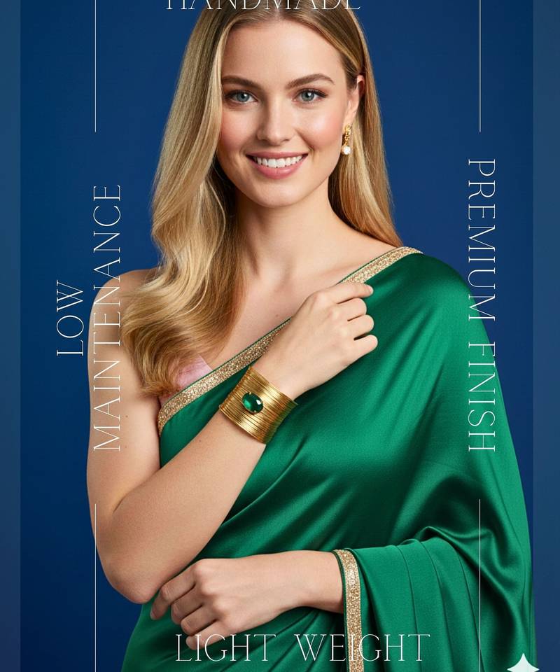 green crystal cz ad stone gold-plated fancy adjustable cuff bangle bracelet