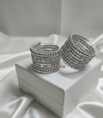 combo of two metal beads silver-plated adjustable strechable kada bangle bracelet