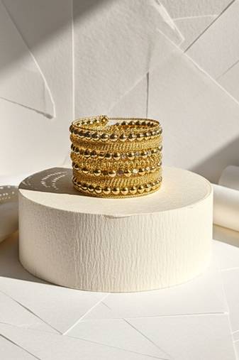 metal beads gold-plated daily wear adjustable strechable kada bangle bracelet