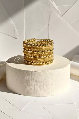 metal beads gold-plated daily wear adjustable strechable kada bangle bracelet