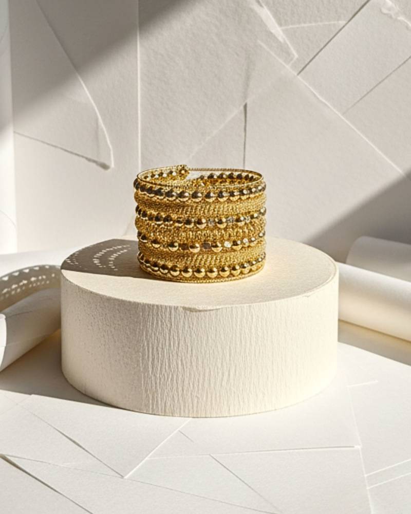 metal beads gold-plated daily wear adjustable strechable kada bangle bracelet