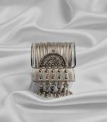 combo of two silver-plated fancy stylish hanging balls  adjustable cuff  bracelet