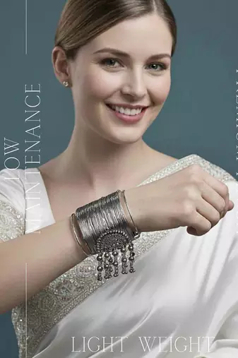 combo of two silver-plated fancy stylish hanging balls  adjustable cuff  bracelet