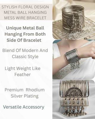 combo of two silver-plated fancy stylish hanging balls  adjustable cuff  bracelet 3
