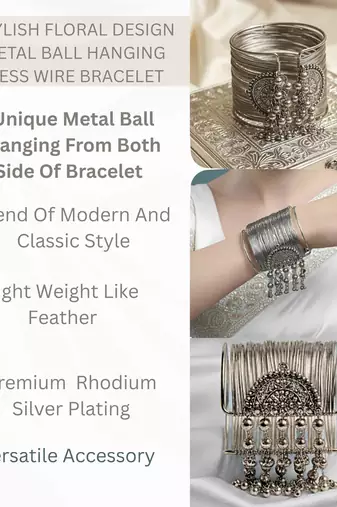 combo of two silver-plated fancy stylish hanging balls  adjustable cuff  bracelet