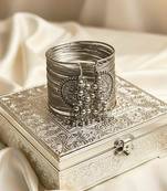 silver-plated fancy stylish hanging balls daily wear  adjustable cuff  bracelet