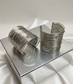 combo of  american diamond ad stone rhodium-plated adjustable cuff bangle bracelet