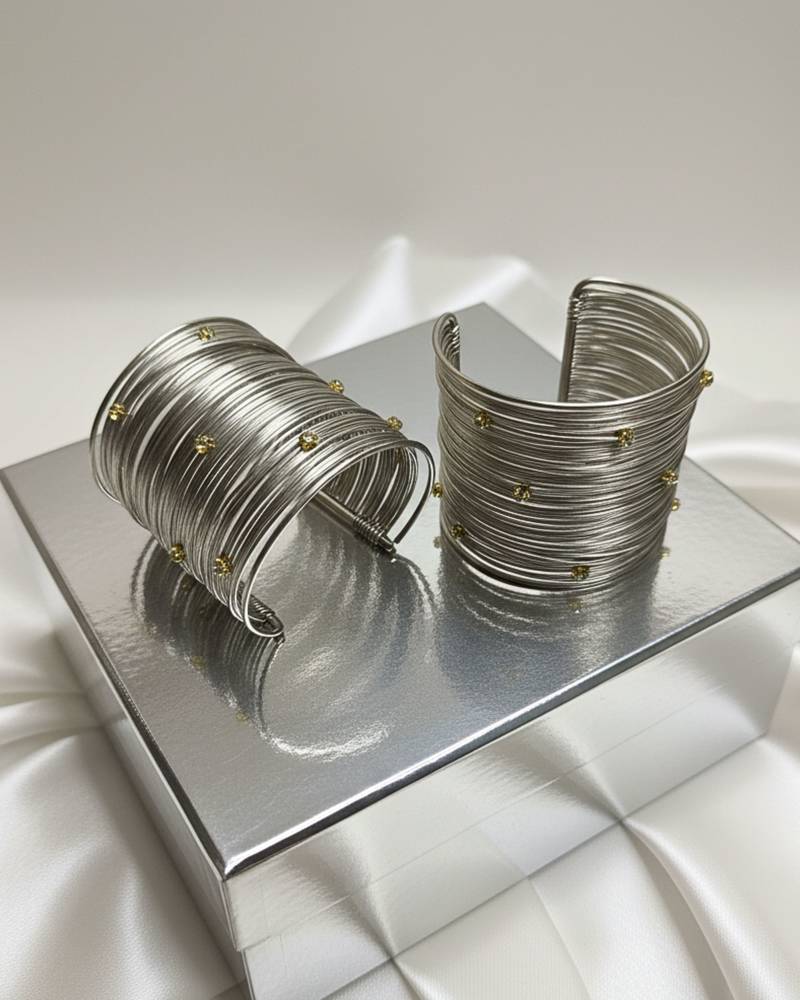 combo of  american diamond ad stone rhodium-plated adjustable cuff bangle bracelet